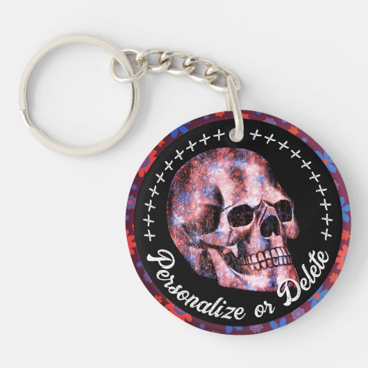 Floral Skull Cool Gothic Fidelity Tattoo Parlor Sleutelhanger (Voorkant)