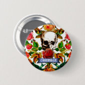 Floral Skull Courage Ronde Button 5,7 Cm (Voorkant /achterkant)
