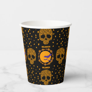 Floral Skull Creepy Spooky Halloween Papieren Bekers