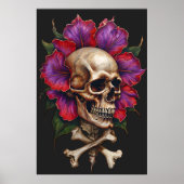 Floral Skull & Crossbones – Botanische Gotiek Poster (Voorkant)