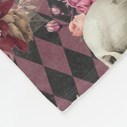 Floral Skull Custom Fleece Deken (Hoek)