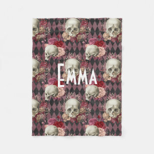 Floral Skull Custom Fleece Deken