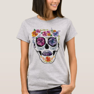 Floral Skull Design Flower Women's Top