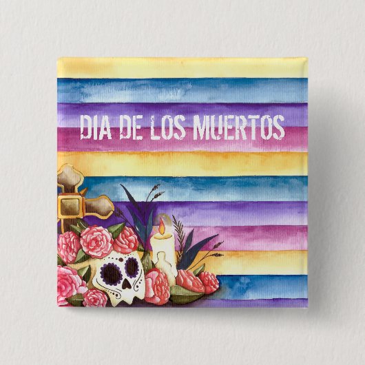 Floral Skull Dia de los Muertos | Button (Voorkant)