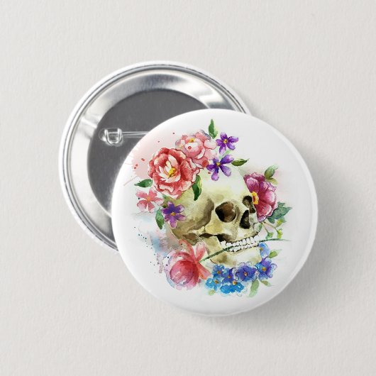 Floral Skull Dia de los Muertos | Button (Voorkant /achterkant)