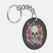 Floral Skull Dia de los Muertos | Button Sleutelha Sleutelhanger (Voorkant Links)
