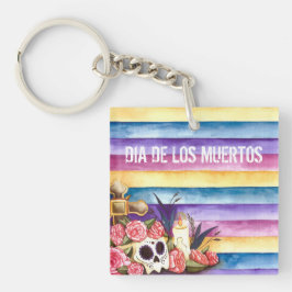 Floral Skull Dia de los Muertos | Button Sleutelha Sleutelhanger