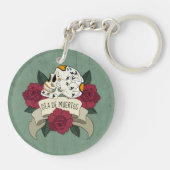 Floral Skull Dia de los Muertos | Button Sleutelha Sleutelhanger (Achterkant)