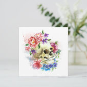 Floral Skull Dia de los Muertos | feestuitnodiging Kaart (Staand voorkant)