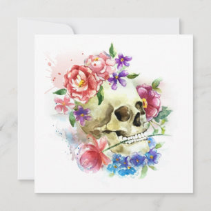 Floral Skull Dia de los Muertos   feestuitnodiging Kaart