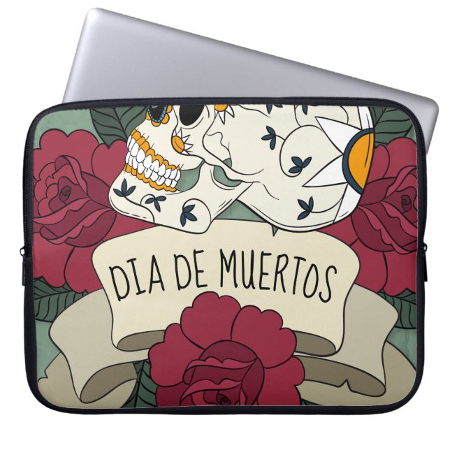 Floral Skull Dia de los Muertos | Laptop Sleeve (Voorkant)