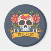 Floral Skull Dia de los Muertos | Magneet (Voorkant)