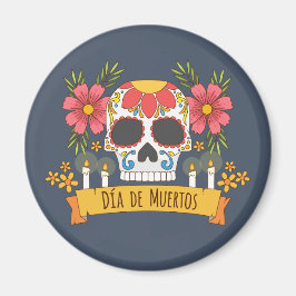 Floral Skull Dia de los Muertos | Magneet