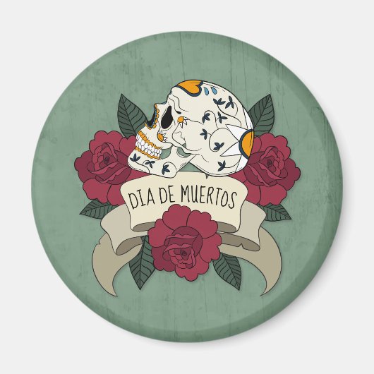 Floral Skull Dia de los Muertos | Magneet (Voorkant)