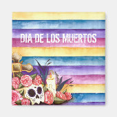 Floral Skull Dia de los Muertos | Magneet (Voorkant)
