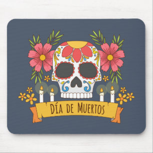 Floral Skull Dia de los Muertos Mousepad Muismat