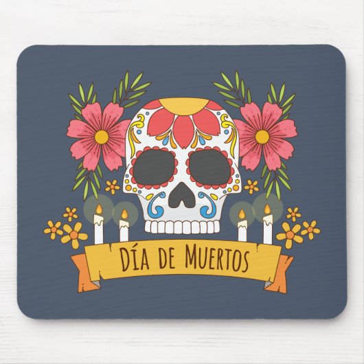 Floral Skull Dia de los Muertos | Mousepad Muismat (Voorkant)