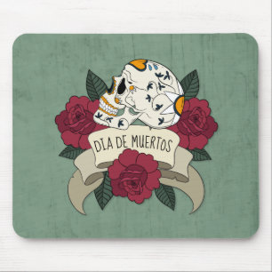 Floral Skull Dia de los Muertos   Mousepad Muismat