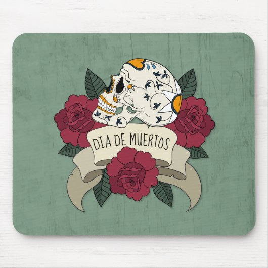 Floral Skull Dia de los Muertos | Mousepad Muismat (Voorkant)