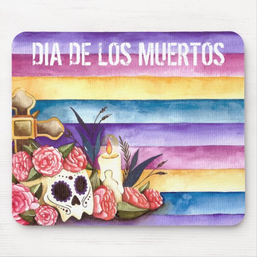 Floral Skull Dia de los Muertos | Mousepad Muismat (Voorkant)