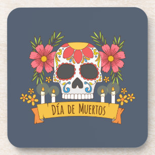 Floral Skull Dia de los Muertos   Onderzetter