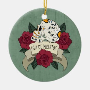 Floral Skull Dia de los Muertos   ORNAMENT