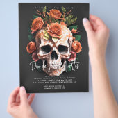 Floral Skull Dia de Los Muertos Party Invitation Flyer (Hand)