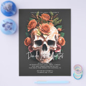 Floral Skull Dia de Los Muertos Party Invitation Flyer (Enkel)