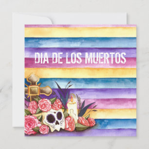 Floral Skull Dia de los Muertos Party Invitation Kaart