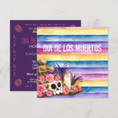 Floral Skull Dia de los Muertos Party Uitnodiging (Voorkant / Achterkant)