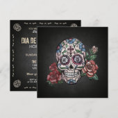 Floral Skull Dia de los Muertos Party Uitnodiging (Voorkant / Achterkant)