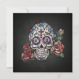 Floral Skull Dia de los Muertos Party Uitnodiging