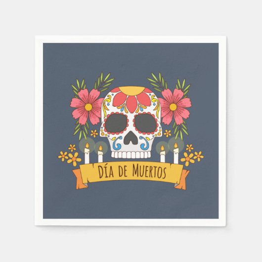 Floral Skull Dia de los Muertos | Servet (Voorkant)
