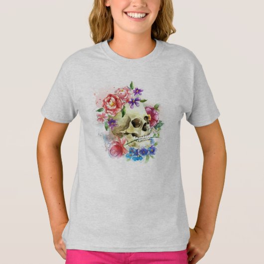 Floral Skull Dia de los Muertos | Shirt Ringer (Voorkant)
