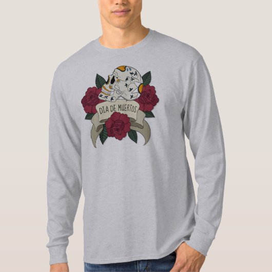 Floral Skull Dia de los Muertos Sleeve Shirt (Voorkant)