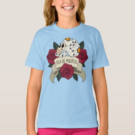 Floral Skull Dia de los Muertos Sleeve Shirt (Voorkant)