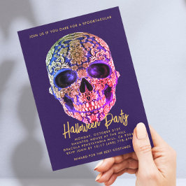 FLORAL SKULL DIA DE LOS MUERTOS SUIKR SKULL INVITA BRIEFKAART