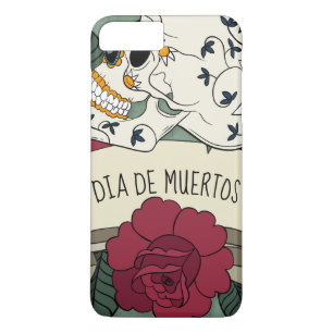 Floral Skull Dia de los Muertos   Telefonische kwe iPhone 8/7 Plus Hoesje