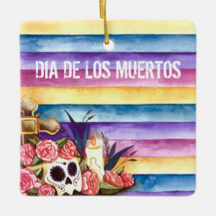 Floral Skull Dia de los Muertos   Versiering Keramisch Ornament