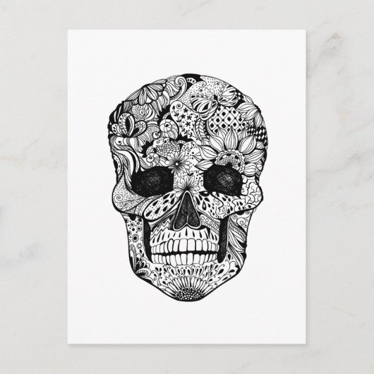 Floral Skull Doodle Briefkaart (Voorkant)