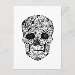 Floral Skull Doodle Briefkaart