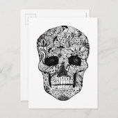 Floral Skull Doodle Briefkaart (Voorkant / Achterkant)