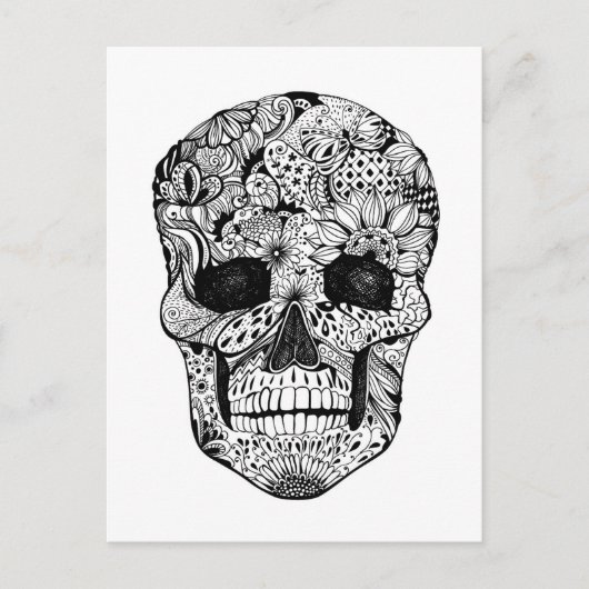 Floral Skull Doodle Briefkaart (Voorkant)