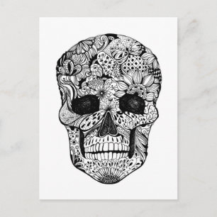 Floral Skull Doodle Briefkaart