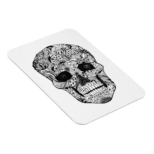 Floral Skull Doodle Magneet (Rechterzijde)