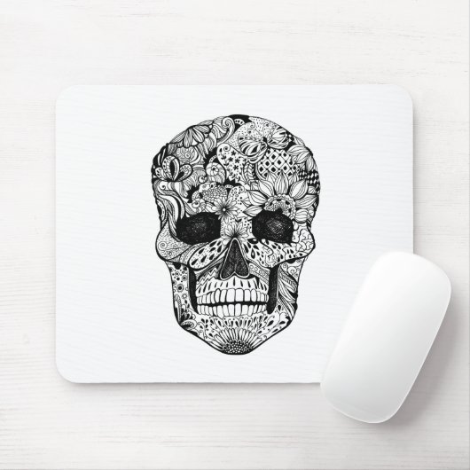 Floral Skull Doodle Muismat (Met muis)