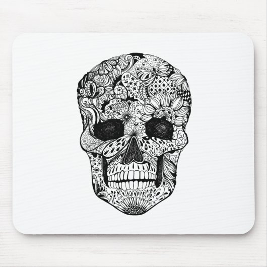 Floral Skull Doodle Muismat (Voorkant)