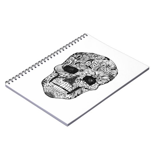 Floral Skull Doodle Notitieboek (Linkerzijde)