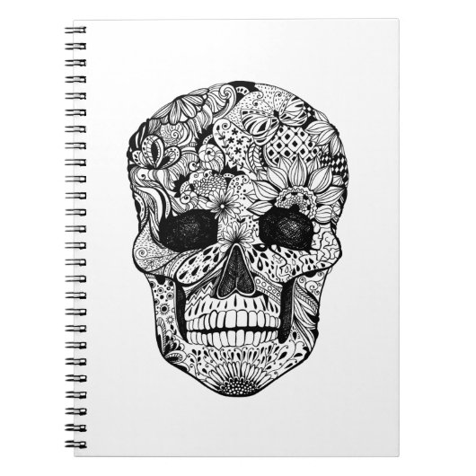 Floral Skull Doodle Notitieboek (Voorkant)