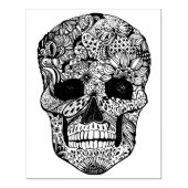 Floral Skull Doodle Rubberstempel (Afrduk)